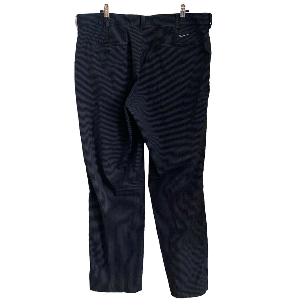 Nike Golf Mens Size 36 x 32 Pants Black Pinstripe Flat Front Pockets Casual - Picture 9 of 11